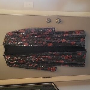 Satin lined sequin floral evening jacket by Torrid, Size 0 or L/XL